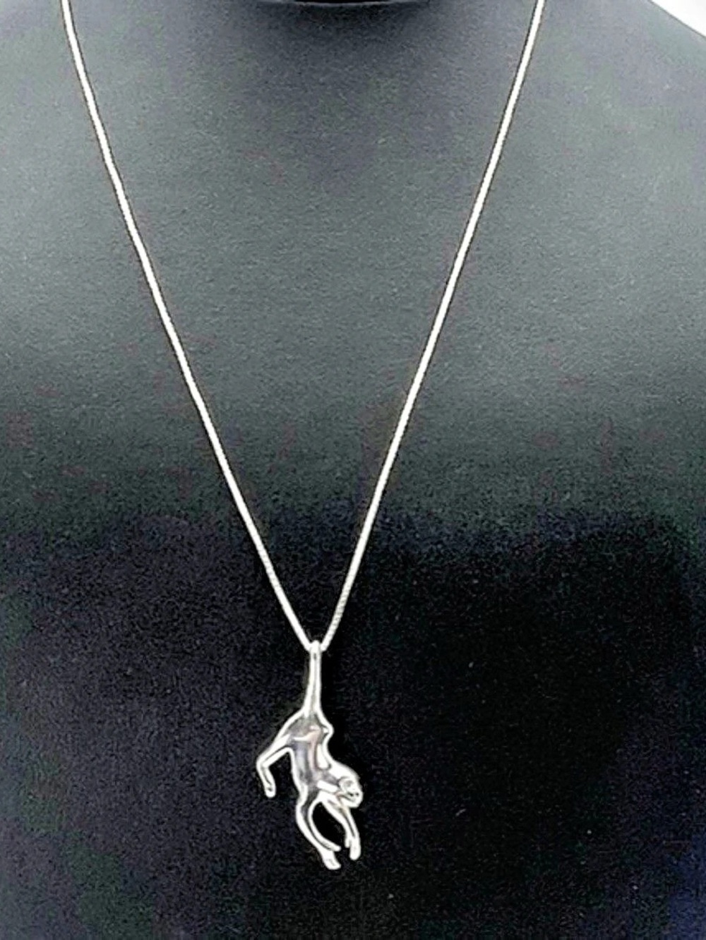 Mignon Faget Animal Crackers Hanging Monkey Pendant Necklace🩶🩶